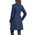thumbnail image 3 of INSPIRE CHIC Women's Faux Suede Notched Lapel Strap Cuff Solid Double Breasted Tie Belt Trench Coats L Dark Blue, 3 of 6