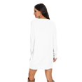 thumbnail image 6 of Women's Casual Dress Long Sleeve Round Neck Solid Color with Pocket Classic Fit Midi Dress for Spring Fall Everyday,White,2XL, 6 of 8