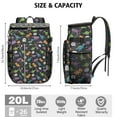 thumbnail image 3 of Travel Cooler Bag - Black Cartoon Dinosaurs Speech Bubbles Pattern Camping Beer Cooler Backpack with Bottle Opener- Waterproof Insulated Picnic Backpacks - Cooler Bag for Beach, 3 of 6