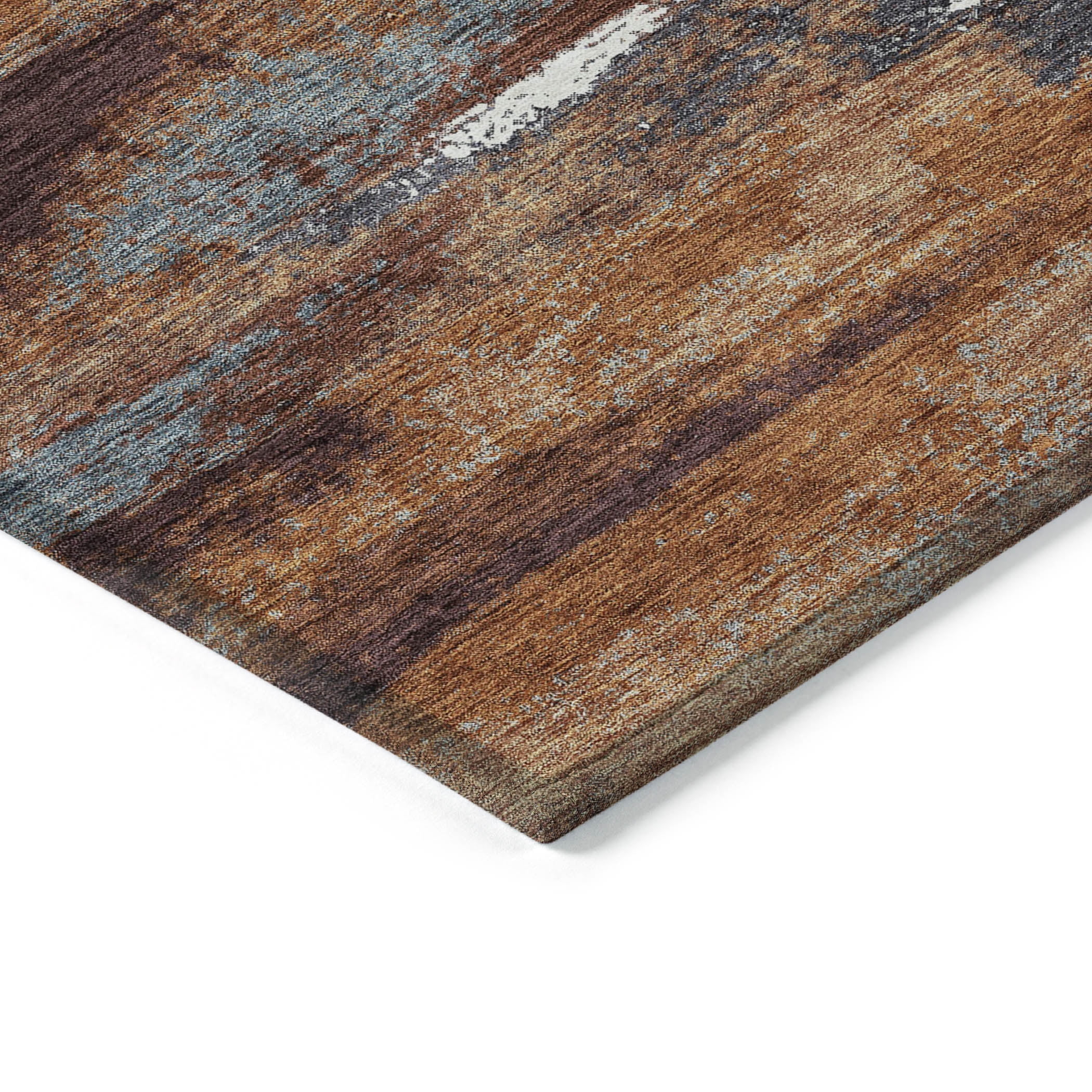 Addison Rugs Chantille Indoor/Outdoor Transitional Geometric, Abstract Copper Washable Rectangle Rug, 9' x 12'