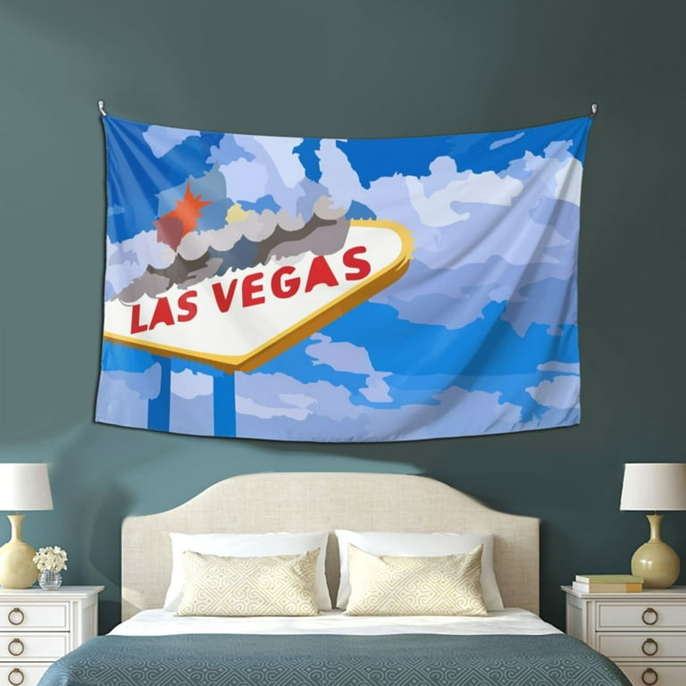 ZICANCN Las Vegas Welcome Sign Fantasy Wall Decor Tapestry , Room-Bedroom  Wall Hangings Tapestry Open Sky Huge Clouds,60 X 40 