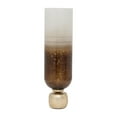 thumbnail image 2 of Modern Glass Metal Pillar Candle Holder with Accents, Elegant Ombre Finish, Decorative Home & Office Accent - 22" Ivory, Brown, Gold, 2 of 11