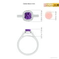 thumbnail image 4 of ANGARA Natural Classic Cushion Amethyst Ring with Diamond Halo in 14K White Gold for Women (Size-6mm) | February Birthstone, Birthday, Anniversary, Jewelry Gift for Women | Natural Amethyst Ring, 4 of 8