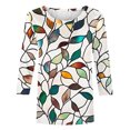 thumbnail image 5 of LYEAA Women African Diaspora Tee 3/4 Sleeve Round Neck Cotton Shirt Loose Fit Casual Cultural Apparel Black History Month Wear Multicolor XXXL, 5 of 5