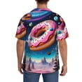 thumbnail image 3 of Pofeuu Starry Sky Pine Tree Donut Print Mens Casual Short Sleeve Shirts Beach Summer Spread Collar Pocket Tops Men's Casual Short-sleeved Shirt-4X-Large, 3 of 5