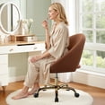 thumbnail image 4 of COOLHUT Chaise de Coiffeuse Moderne, Chaise de Bureau à Domicile Réglable Pivotante à 360°, avec Dossier et Roue, Chaises de Maquillage Mi-Dos avec Base Dorée, Chaise de Commode Chaise d'Ordinateur pour Chambre, Salon, Salle d'Ordinateur, 4 of 11