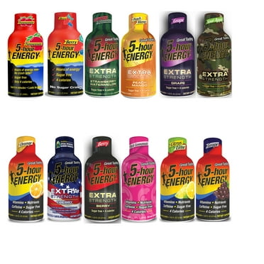 5 hour energy shots variety pack- assortment of regular & extra strength 12 count