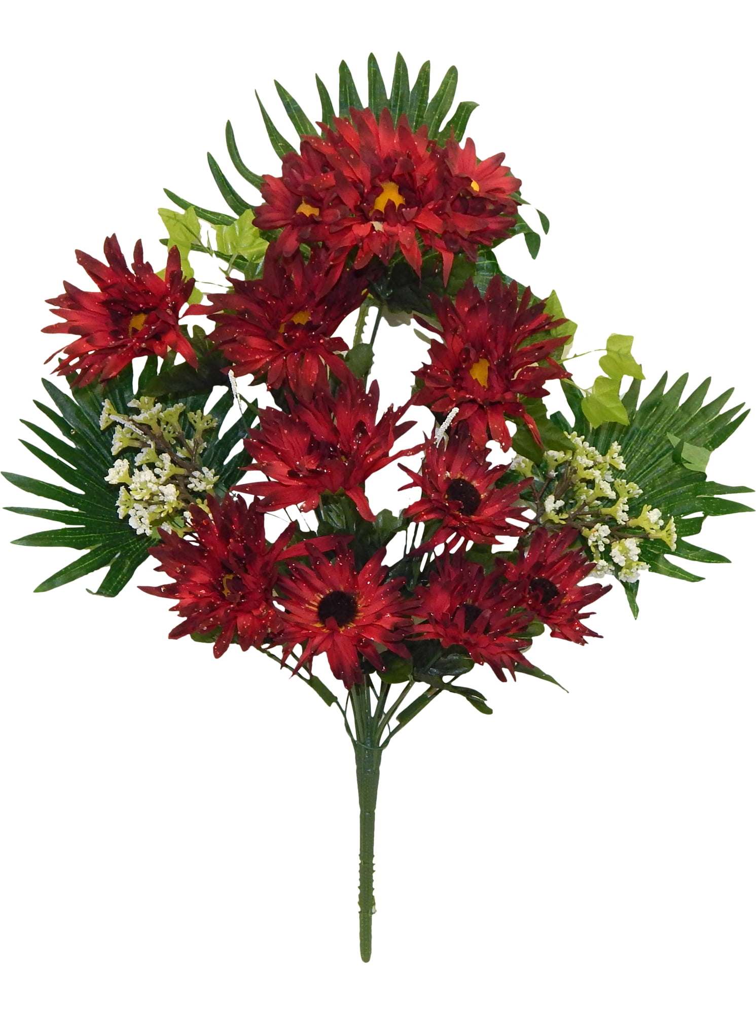 20" Gerbera daisy bush Artificial Flowers Burgundy Silk Flower for