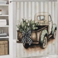 thumbnail image 5 of 4 Pcs Shower Curtain Sets Vintage Truck with Flower with Non-Slip Rugs Toilet Lid Cover And Bath Mat Truck Decor with Flowers Bathroom Decor Sets for Bathroom Decor Set 72inch X 72inch, 5 of 8