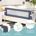 thumbnail image 3 of Bed Rails For  Extra Long Swing Down Safety Guard Convertible Folding Bedrail Double Full Size Queen & King Mattress (60-inch Dark Blue), 3 of 9