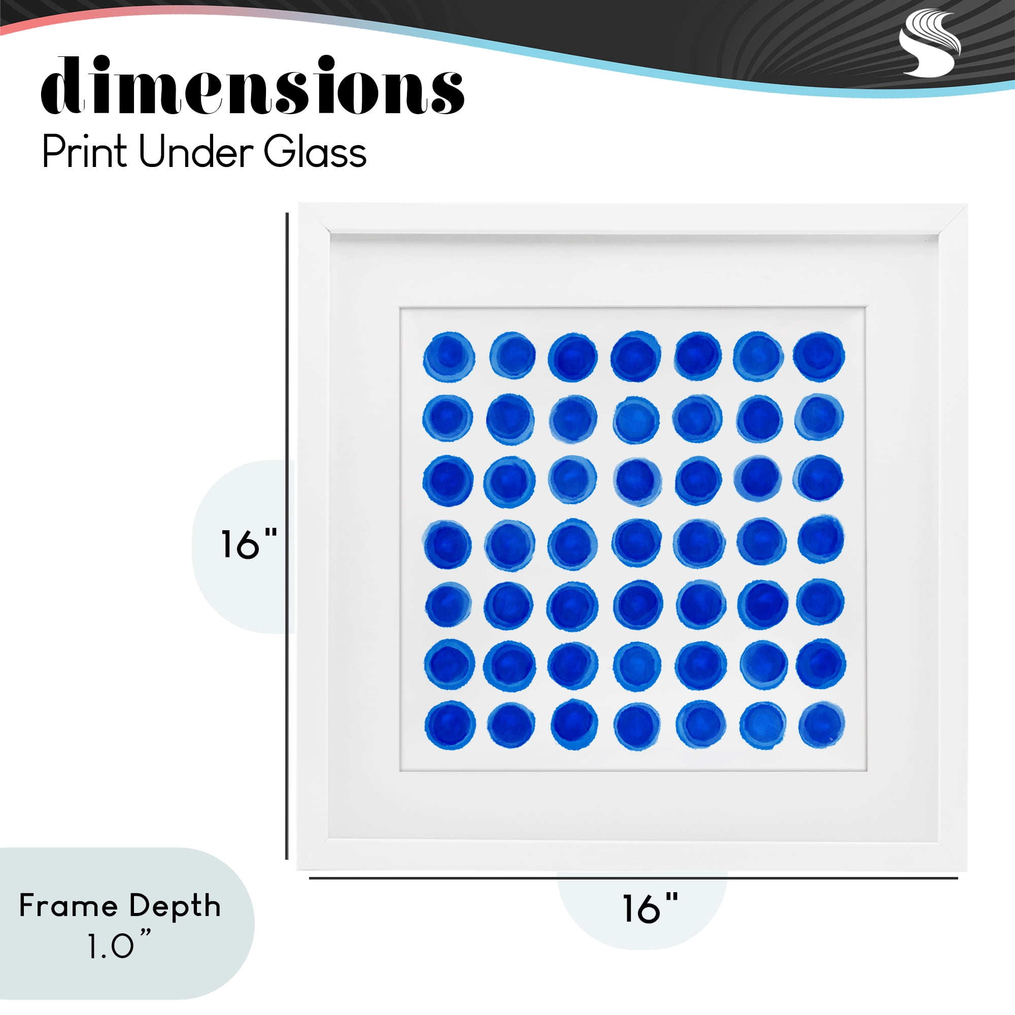Stupell Industries Blue Dots Uniform Pattern White Framed Print Under Glass, design by Martina Pavlova