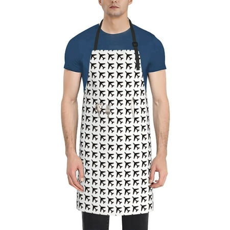 

Lukts Airplane Pattern Kitchen Cooking Aprons Adjustable Bib Soft Chef Apron with 2 Pockets for Men Women