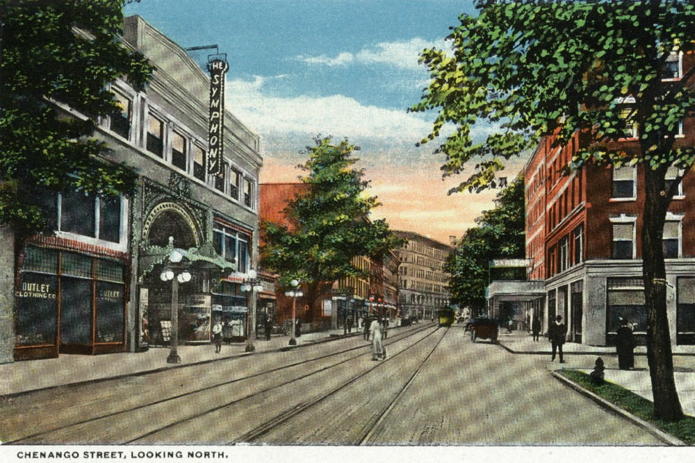 Binghamton, New York, Northern View down Chenango Street (36x54 Giclee