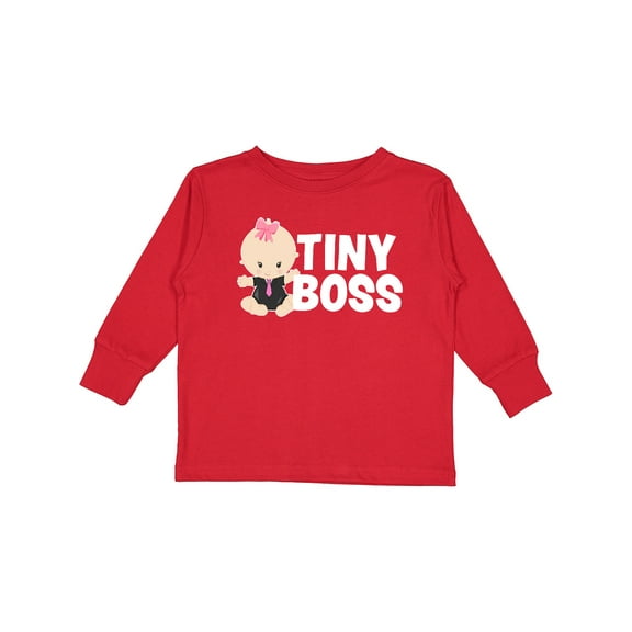 Inktastic Tiny Boss with Baby in Suit Girls Long Sleeve Toddler T-Shirt