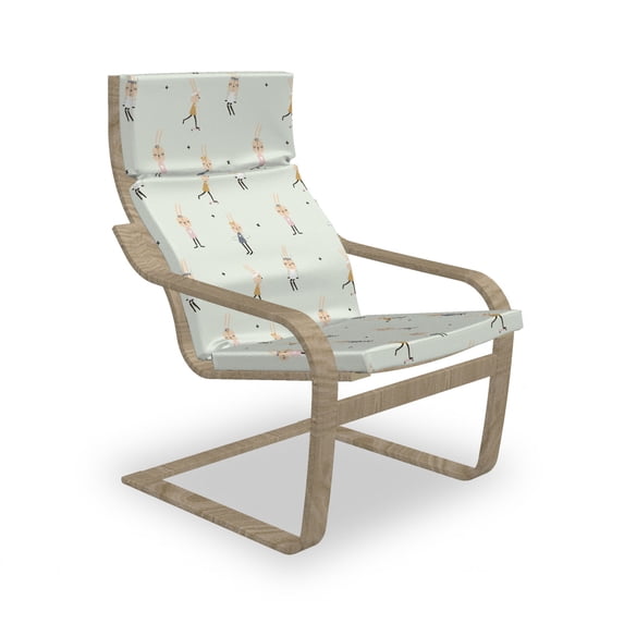 Easter Armchair Pad and Slipcover, Pastel Cartoon Rabbits Having Fun on Scooter Dressed Stars Repetition, 1 Piece Soft Cushion Replacement with Removable Cover, Pale Green and Peach, by Ambesonne
