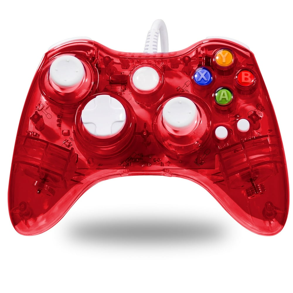 LUXMO Afterglow USB Wired Controller Gamepad for Microsoft Xbox 360 Console PC Win 7 8 10（Red