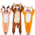 thumbnail image 2 of Pijama de franela con botones para niño y niña, traje de Animal lindo y divertido, León, zorro, ciervo, Kigurumis, regalo de Festival de Navidad, 2 of 4