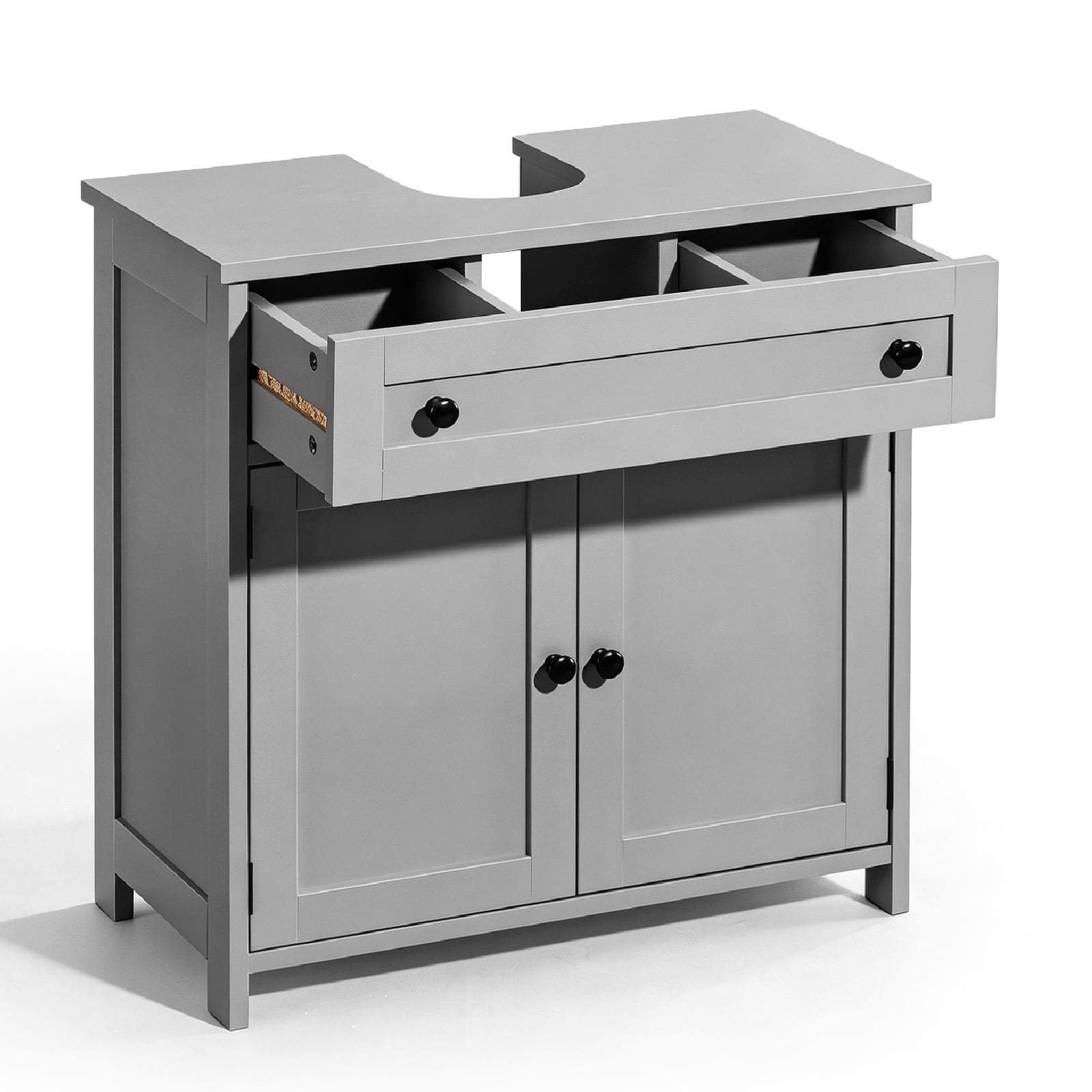 Ktaxon Bathroom Vanity Cabinet, Under Sink Pedestal w/ One Drawer and Two Doors, Wall - mounted Drainage, Gray