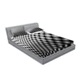 thumbnail image 2 of Ambesonne Abstract Fitted Sheet & Pillow Sham Set, 3D Digital Mosaic Dots, Full, Black White Grey, 2 of 2