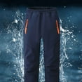 thumbnail image 4 of AHTJRT Winter Snow Pants for Kids Boys Girls Softshell Thermal Fleece Lined Trousers with Zipper Pockets Elastic Waist Skiing Climbing Trousers Navy 7-8 Years, 4 of 5