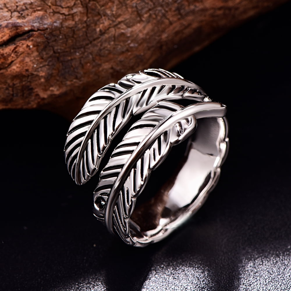 JQUEEN Feather Turquoise Turquoise Ring, 925 Sterling Silver
