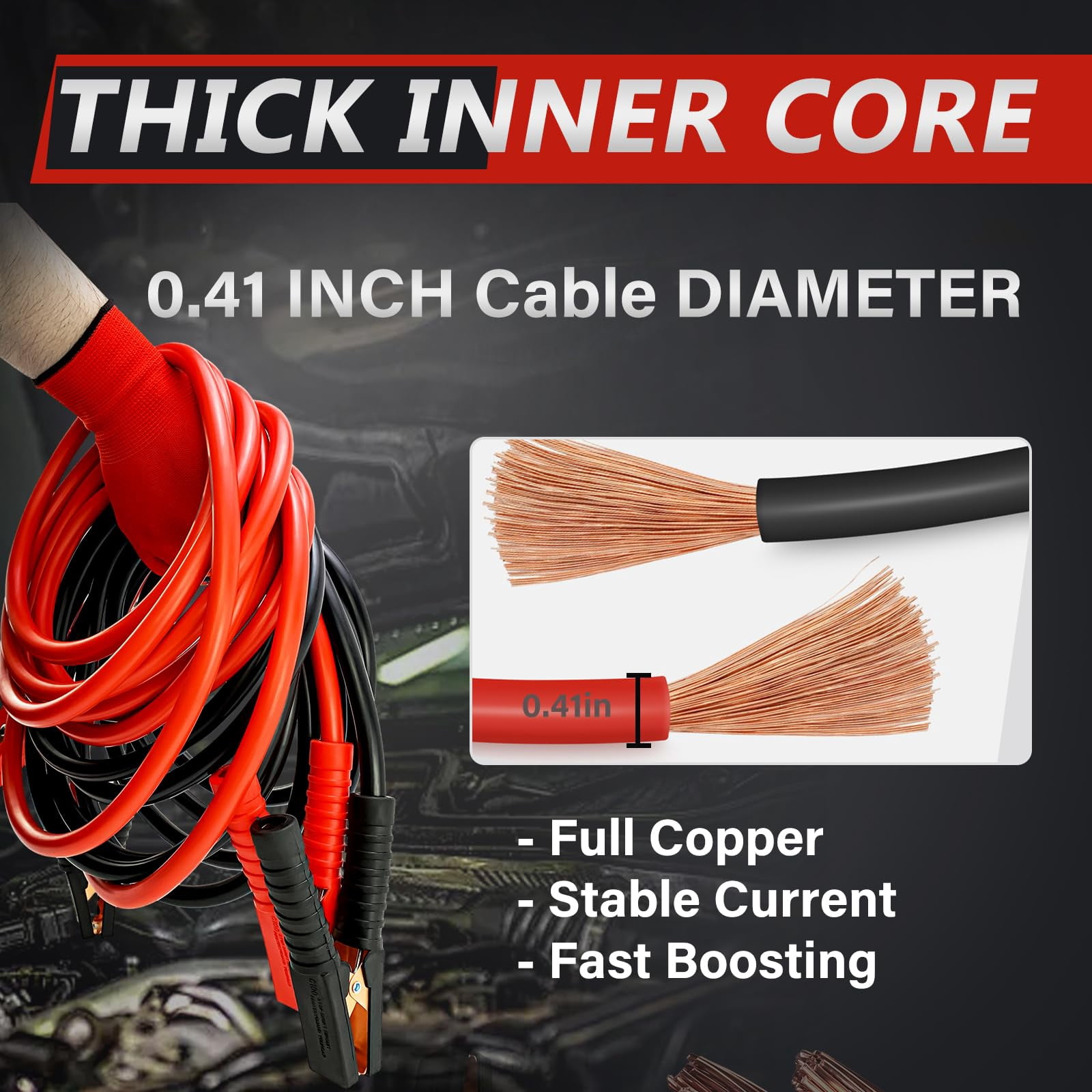 Heavy Duty Jumper Cables, 2 Gauge 13 Feet 800 Amp Automotive Booster Cables for Car Battery, for Car, SUV and Trucks Battery