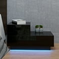thumbnail image 2 of IVV Wooden LEDs Nightstand with 2 Storage Drawers, Step-Shaped Bedside Table for Bedroom, Living Room, Black, 2 of 7