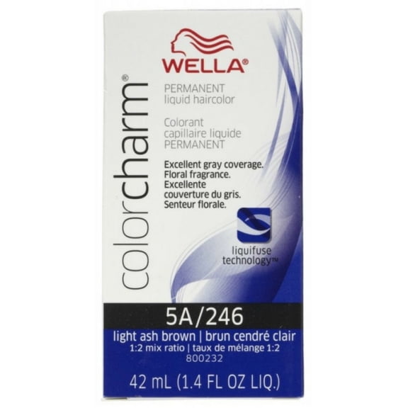 Wella Color Charm Permanent Liquid Hair Color, Light Ash Brown [5A/246] 1.40 oz