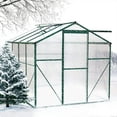 thumbnail image 6 of Modern Outdoor Walk-in Greenhouse 6FTx8FT Polycarbonate Storage Shed with Sliding Door and Adjustable Vent Window Green Sliver Aluminum Sunroom for Backyard Garden Patio Lawn, 6 of 9