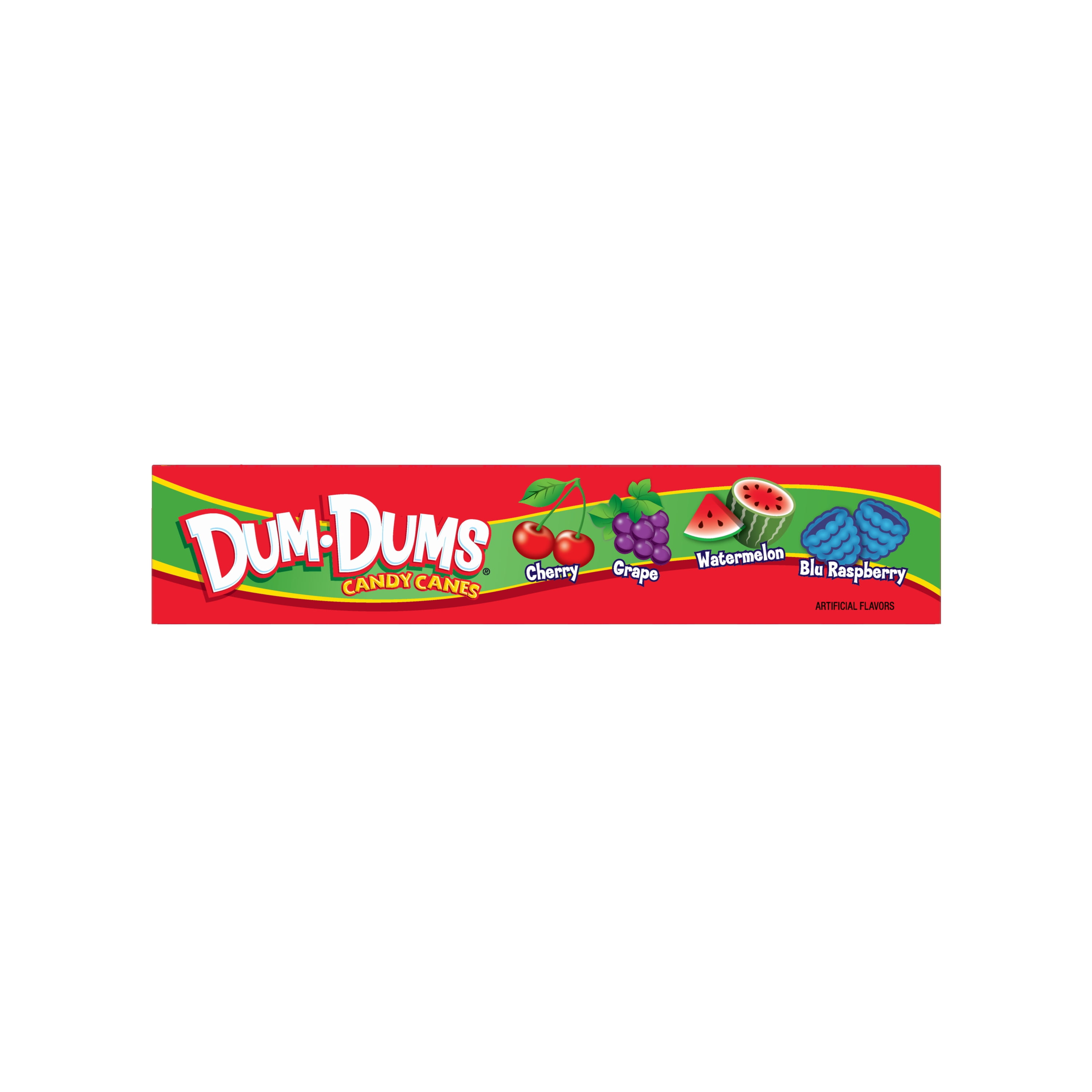 (2 pack) Dum Dums Assorted Flavors Christmas Holiday Candy Canes Stocking Stuffers, Individually Wrapped Treats, 36 Count