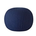 thumbnail image 1 of Urban Shop Pouf Rond en Tricot - Coton Tissé à la Main, Marine, 1 of 5
