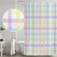 thumbnail image 4 of Green Beige Plaid Shower Curtain Set - Small 36" x 72" Washable Bathtub Curtain with 12 Hooks, Buffalo Farmhouse Art Checkered Waterproof Fabric Stall Shower Curtains for Bathroom/Bathtub Décor, 4 of 6