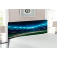 thumbnail image 2 of Baseball Headboard, Professional Baseball Field at Night Vibrant Playground Stadium League Theme Print, Upholstered Decorative Metal Bed Headboard with Memory Foam, Full Size, Green Blue, by Ambesonne, 2 of 4