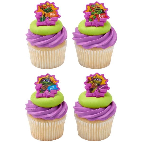 24 TMNT Teenage Mutant Ninja Turtle Power Cupcake Rings Toppers and