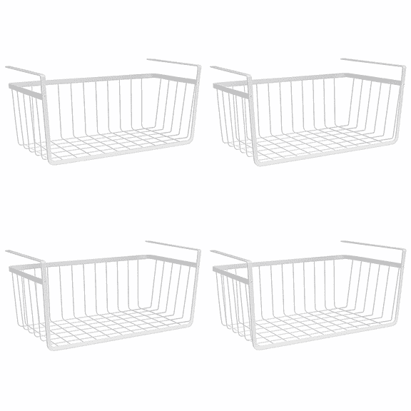 Modern Home Cabinet Wire Hanging Basket Shelves - Space Saving Under Shelf Storage Organizer (Set of 4 15")