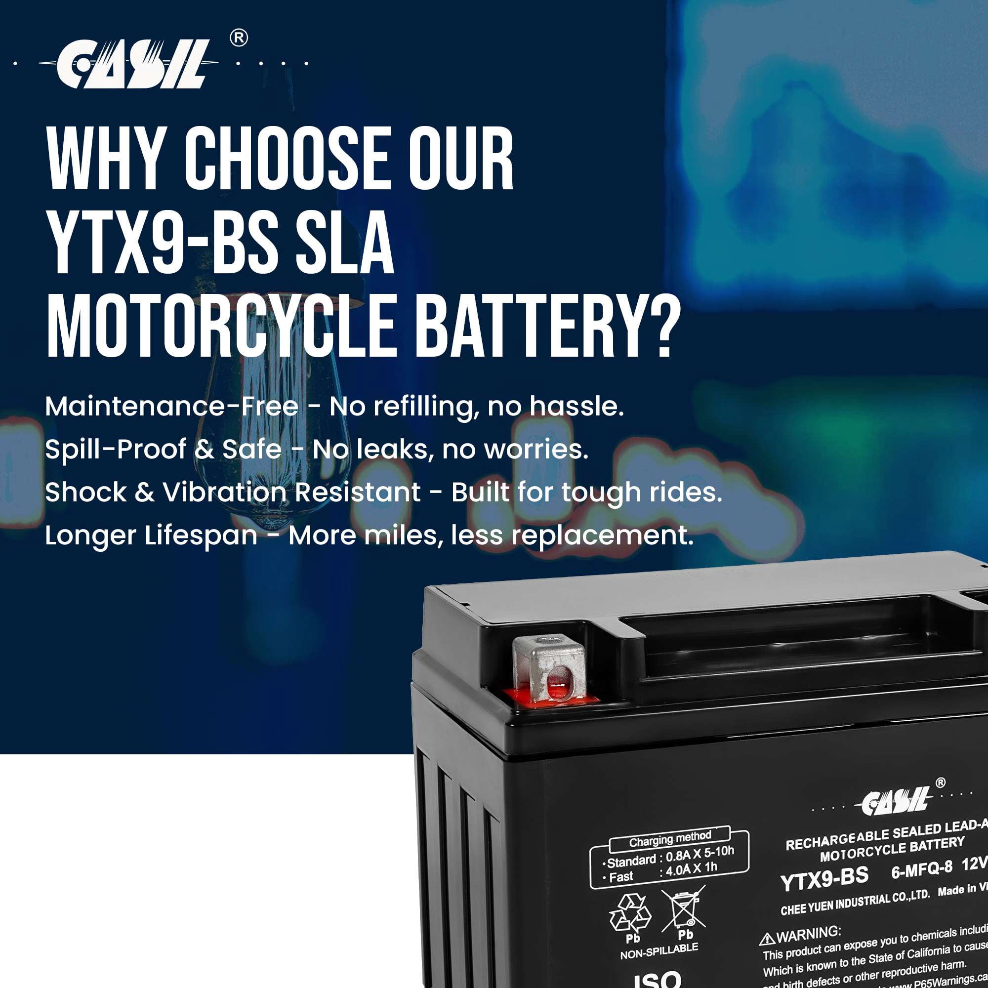 YTX9-BS Motorcycle Battery for KAWASAKI ZX636-B, C Ninja ZX-6R