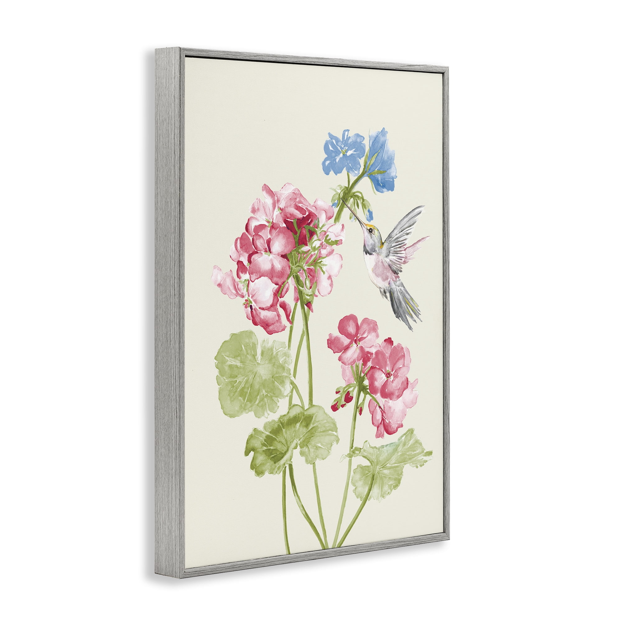 Stupell Industries Geraniums In Bloom Botanical & Floral Painting Gray Framed Art Print Wall Art, 12 x 18