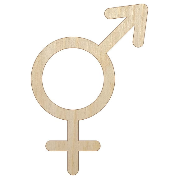 Male and Female Sign Intersex Androgynous Hermaphrodite Gender Symbol Wood Shape Unfinished Piece Cutout Craft DIY Projects - 4.70 Inch Size - 1/8 Inch Thick