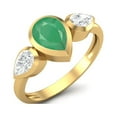 thumbnail image 2 of 1.25 Cts Bezel set Pear Emerald 925 Sterling Silver Gold Vermeil Three Stone Women Mother's Day Gift Ring, 2 of 4