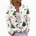 thumbnail image 2 of Plus Size Women's Christmas Santa & Tree Embroidered Cardigan Long Sleeve Round Neck Button Down Knit Sweater For Holiday Season, 2 of 6