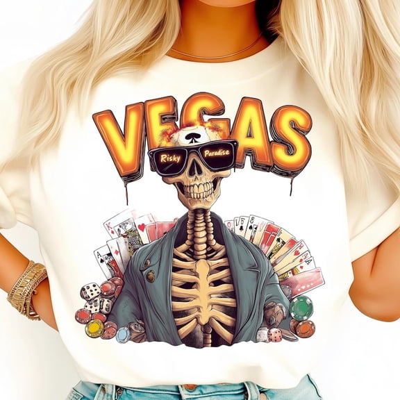 Vegas Skeleton Shirt, Trendy Casino Tee, Cool Vegas Vibes T-Shirt, Unique Gambling Gift Shirt, Stylish Sin City Graphic Tee