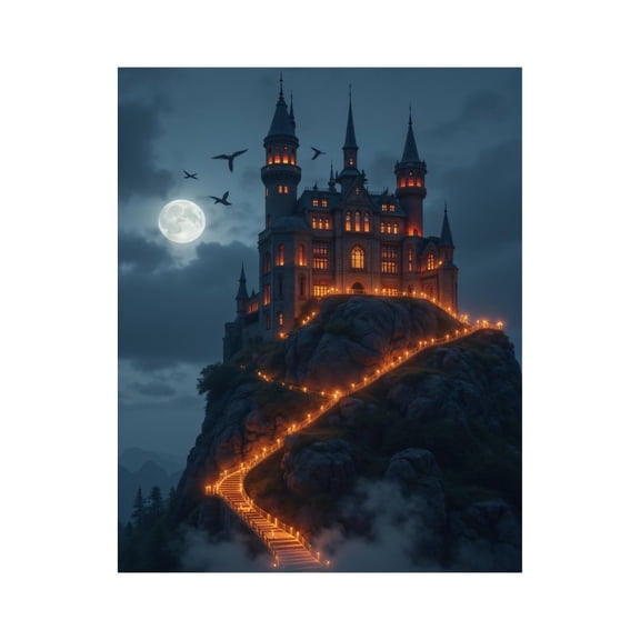 Paint By Numbers Kit for Adults Beginner - DIY Castle Night Sky Illuminated Path Canvas Painting Kits for Adults, Frameless Paint By Number for Adults for Home Wall Decor 16x20 Inch