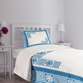 thumbnail image 5 of Ambesonne Antique Floral Quilted Bedspread Set 2 Pcs, Neo Classical Lines, Twin Size, White and Blue, 5 of 6