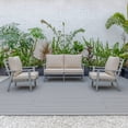 thumbnail image 3 of LeisureMod Walbrooke Modern 3-Piece Outdoor Patio Set with Grey Aluminum Frame and Removable Cushions Loveseat and Armchairs for Patio and Backyard Garden (Beige), 3 of 3
