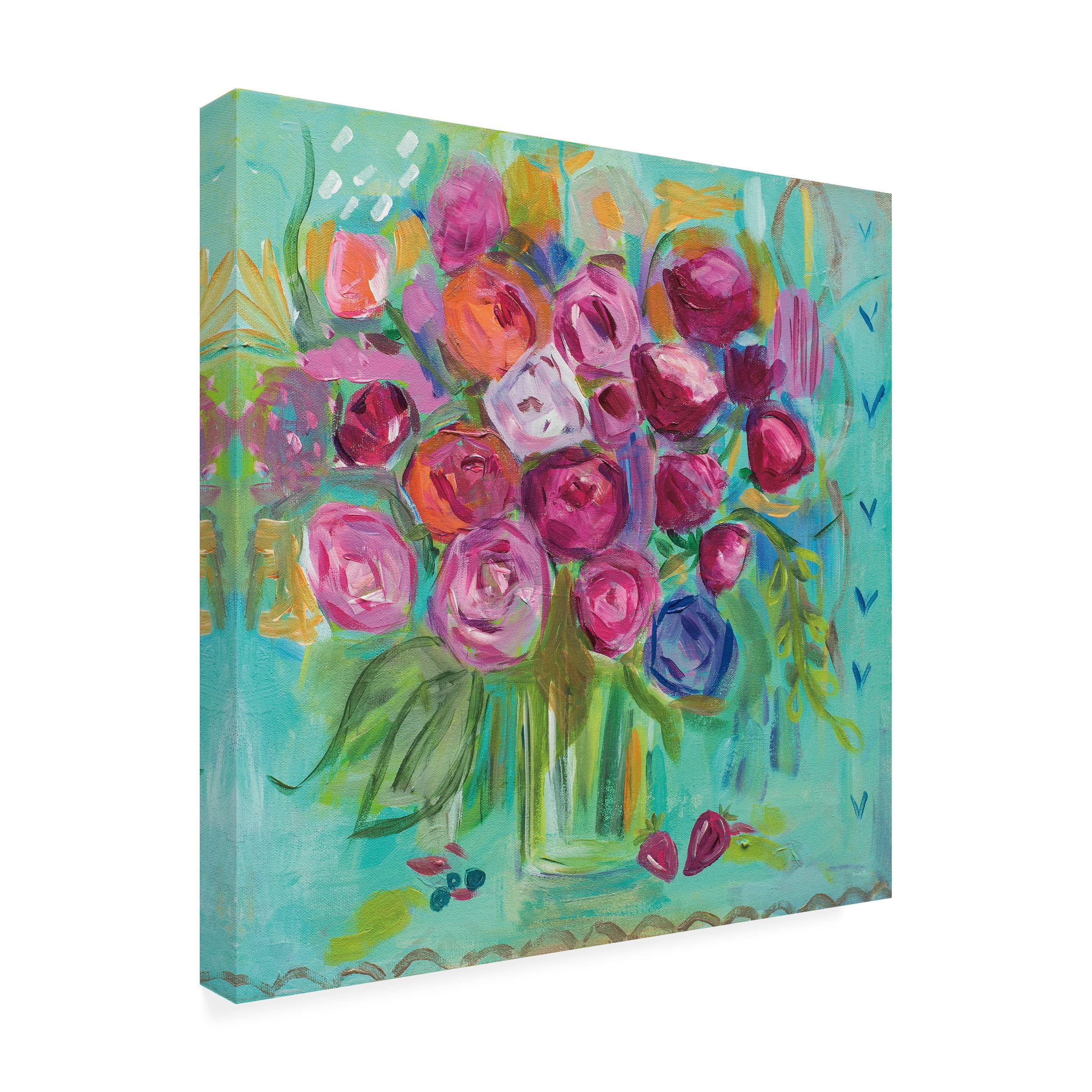 Farida Zaman 'Pink Peonies' Canvas Art