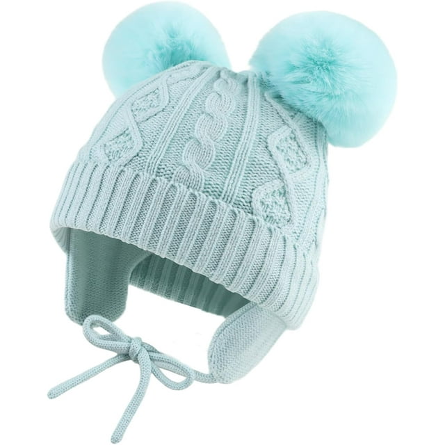 Jagannsa Bonnet d'Hiver pour Bébés Filles Bonnet Chaud pour Garçons Tricoté avec Pompons