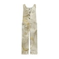 thumbnail image 3 of Hvot&aat Women's Back Straps One Piece Pants Round Neck Button Sleeveless Jumpsuit Vintage Printed Overall, 3 of 6