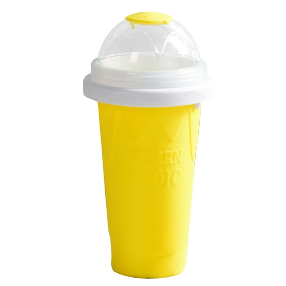 Generic Instant Freeze Smoothie Cup - DIY Cold Drink Maker with Reusable Silicone Body & Spill-Proof Lid, Perfect for Travel, Gym, or Home (Yellow)