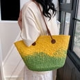 thumbnail image 2 of Fashionable Female Weave Shoulder Bag for Beach Vacation and Travel Colorful Woven Straw Handbag Large Basket Bucket Bag, 2 of 20