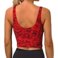 thumbnail image 3 of Haiem Red Rose Pattern Womens Sports Bra - U Neck Padded Low Impact Yoga Bra Workout Crop Top Gym Moisture-Wicking Workout Vest -Large, 3 of 9